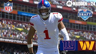 Madden 24 Jayden Daniels Commanders vs Malik Nabers Giants (Madden 25 Roster) 2024 Sim Game Play