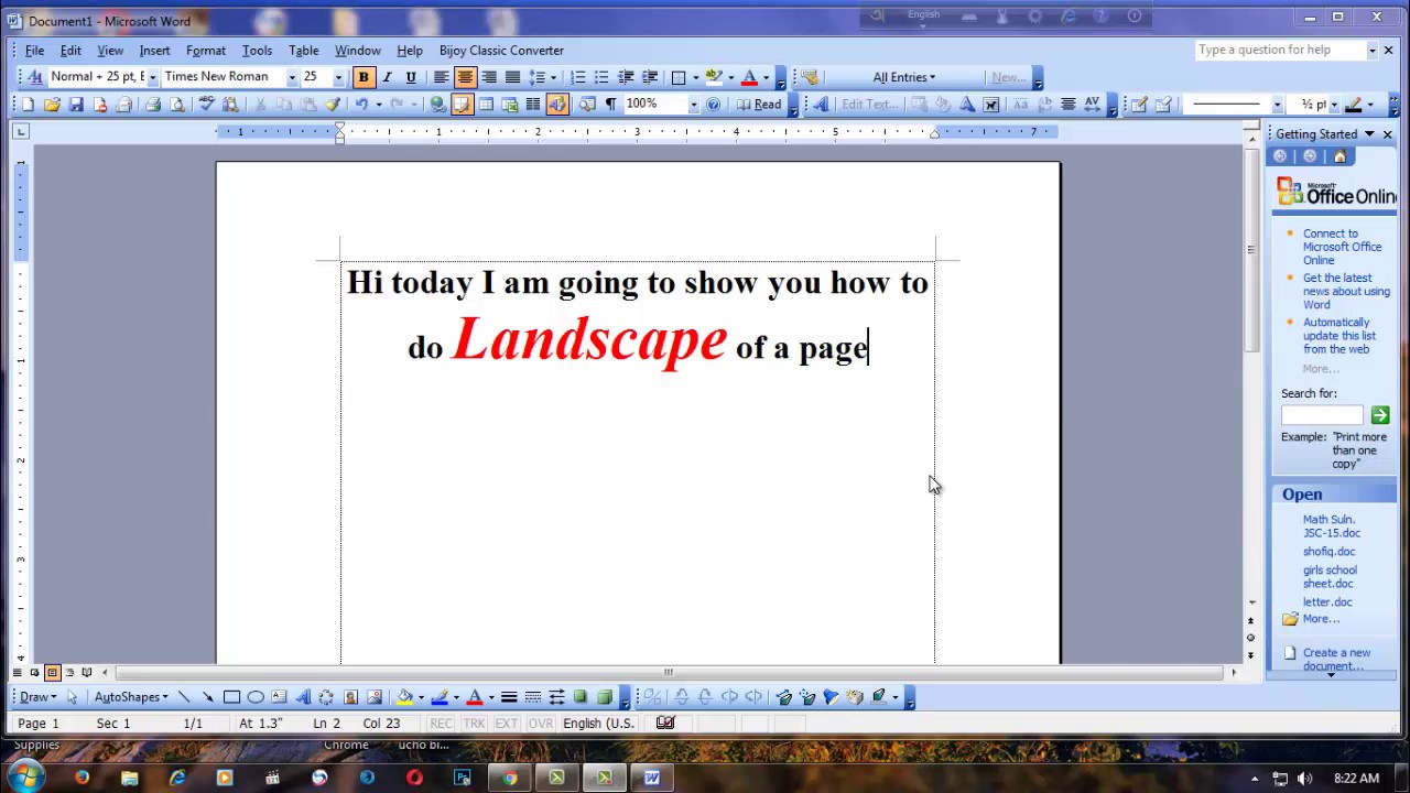 in ms word landscape is a assignment expert