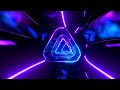 🎥 4K TUNEX – Futuristischer Neon-Dreieckstunnel in Lila und Blau | 2 Stunden (Ohne Audio) 🔺🌌✨