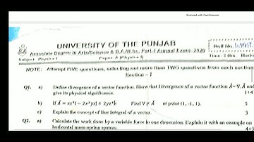 Past paper  physics ADP part 1 ,BSc part Punjab university