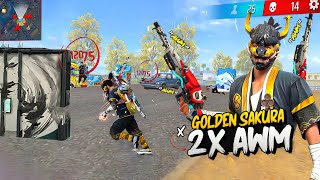 2x AWM On Fire🔥 Op Solo vs Squad Gameplay with Golden Sakura Bundle 🎯 Garena Free Fire