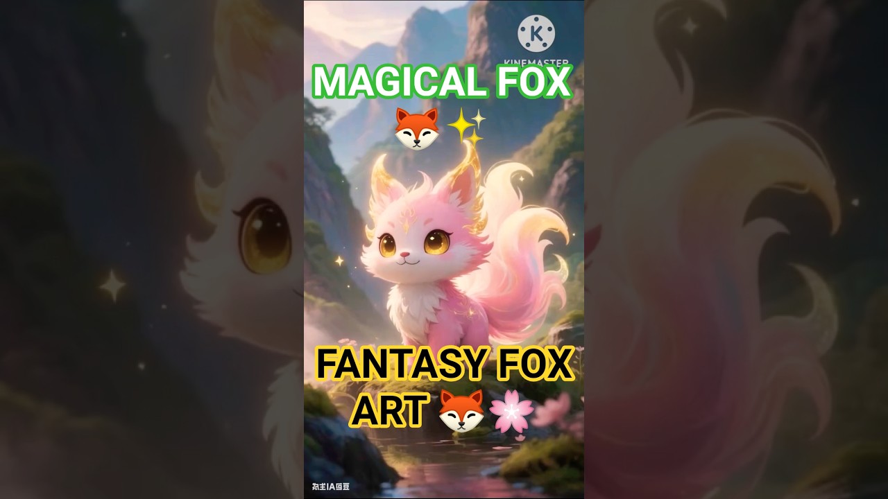 "Magical White Fox in Sakura Valley | Fantasy Animal Art"
