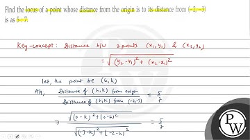 Find the locus of a point whose distance from the origin is to its distance from \( (-2,-3) \) i...