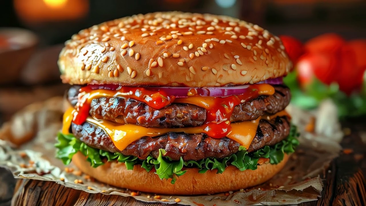 Delicious juicy burger with meat beef cutlets and cheese 