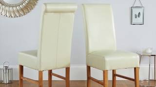 Emperor Cream Leather Scroll Back Dining Chair