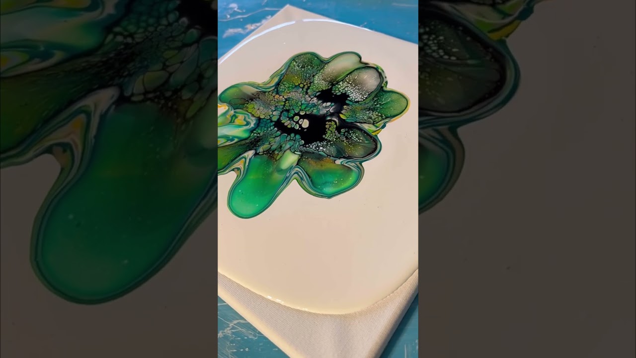 19. Spring-Inspired Bloom in Greens and Yellows - Fluid Art