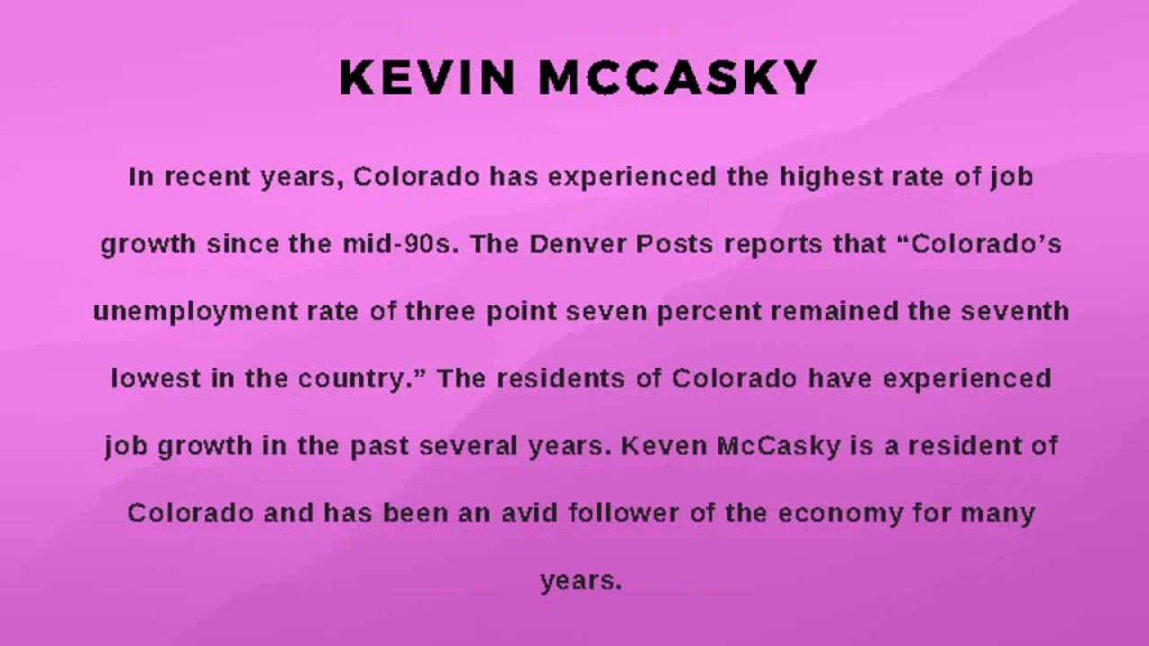 Kevin McCasky Three Facts About Job Growth in Colorado