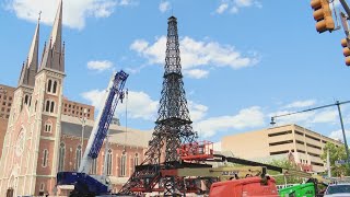 Replica Eiffel Tower in downtown Indianapolis during Olympic Swim Trials getting a permanent home