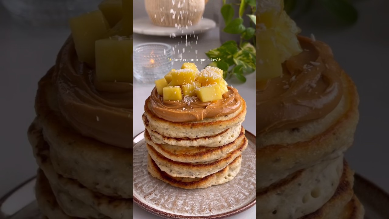 Fluffy Coconut pancakes | How to make pancake at home | Healthy breakfast recipes | vegan pancakes