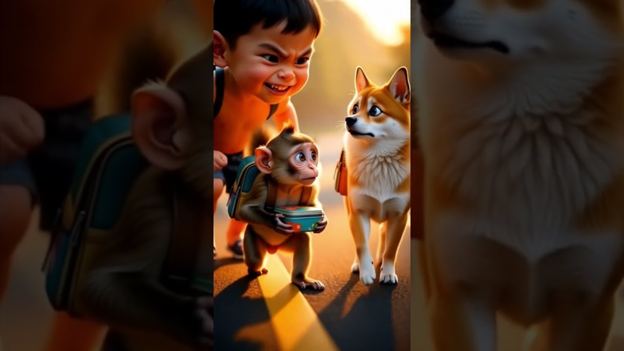 CUTE MONKEY AND DOG kRo BADMAS LRKA NE MARA😢😢😢