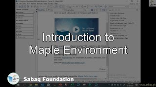 Introduction to Maple Environment, Math Lecture | Sabaq.pk