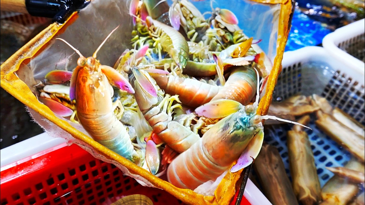 ALIEN PEACOCK MANTIS SHRIMP Chinese Street Food Xiamen China
