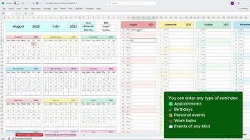 Smart Calendar Spreadsheet Template | Yearly Excel & Google Sheets Planner | Year at Glance Calendar