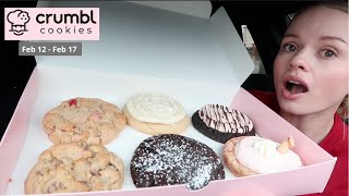 trying CRUMBL COOKIES this week | chocolate covered strawberry, m&m, vanilla bean cupcake, molten