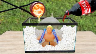 Experiment: Stretch Armstrong in Giant Balloon with Mentos vs Coca-cola &amp; Lava