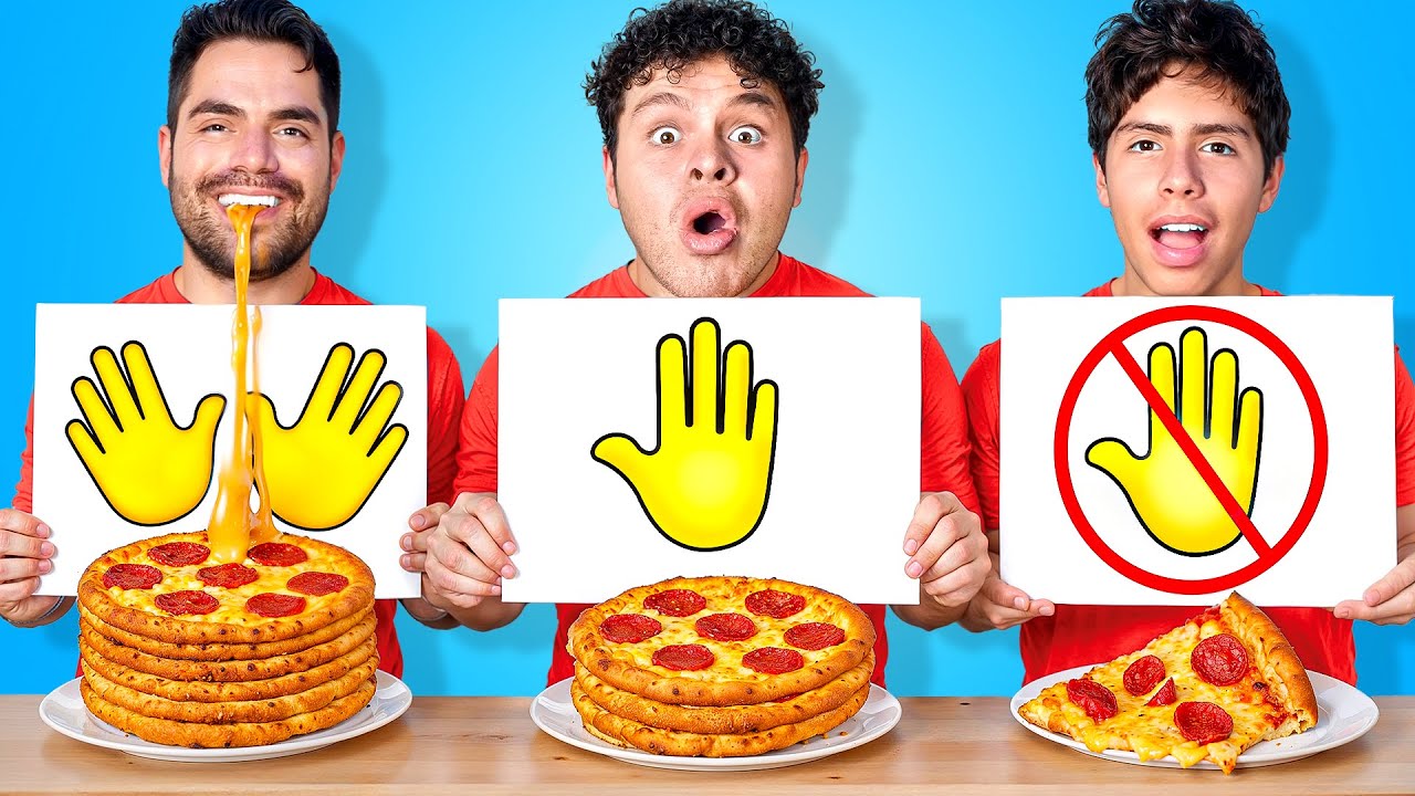No Hands VS One Hand VS Two Hands Eating Challenge!