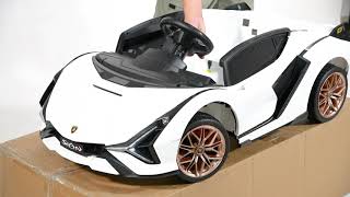 電動乗用カー 乗用ラジコン Lamborghini Sian ランボルギーニ 子供へのプレゼント ギフト 電動カー 乗物玩具 デラックスバージョン ホワイト