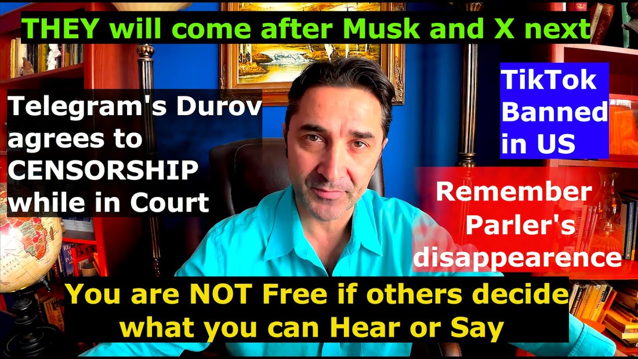 X and Musk are Next, after THEY broke Telegram, TikTok, Parler. Who's controls us, the "Free" Men?