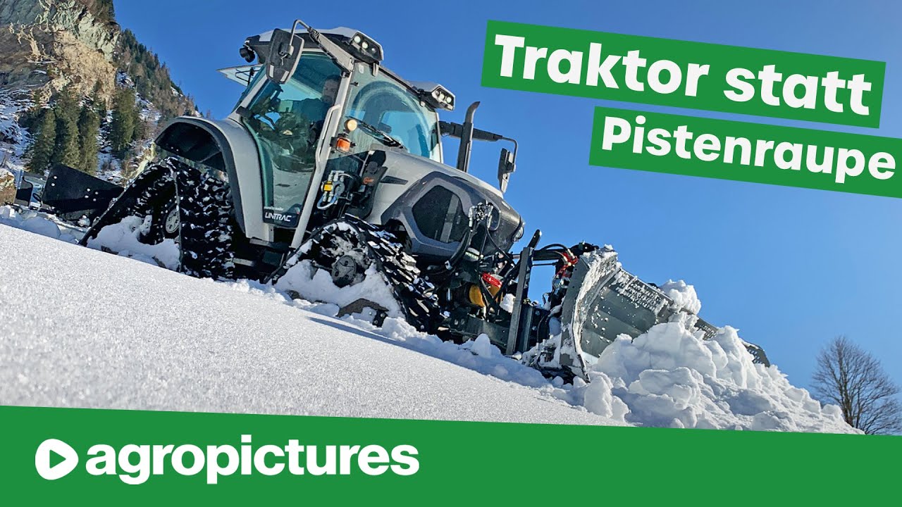 Traktor statt Pistenraupe für die Loipe | Lindner Lintrac 90 mit Müller Loipenfräse und Räumschild