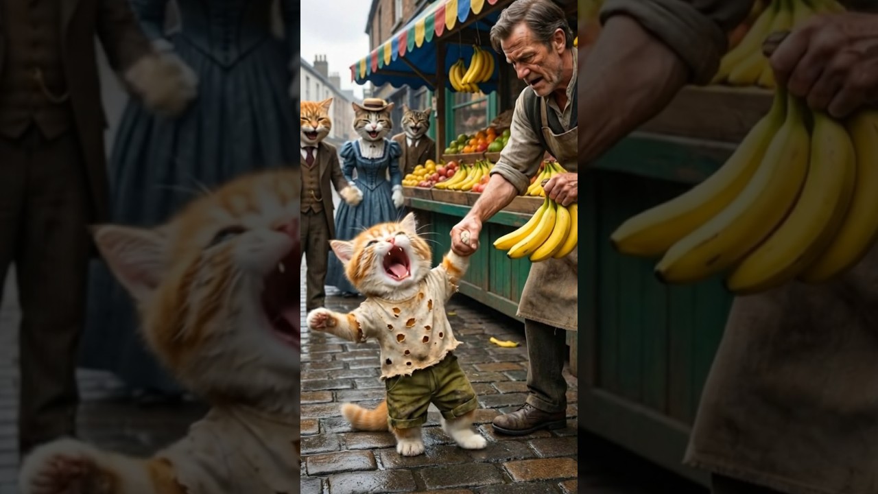 The cat had no money to eat bananas 