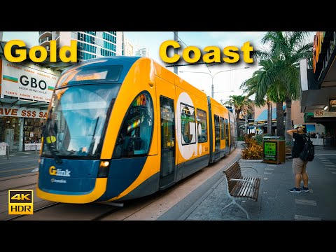 Gold Coast Australia Walking Tour - Surfers Paradise at Sunset | 4K HDR