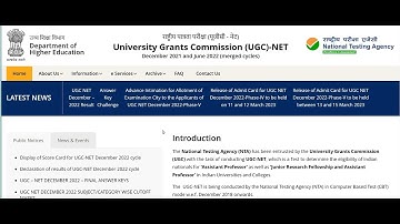 Display of Score Card for UGC-NET December 2022 cycle