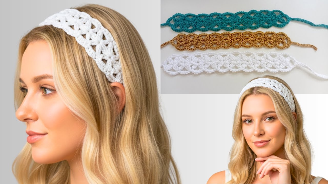 Faixa de cabelo de crochê - Tiara Flôr - Super fácil