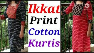 Luxurious New Ikkat Print Cotton Kurtis// Daily Wear Cotton Kurtis screenshot 1