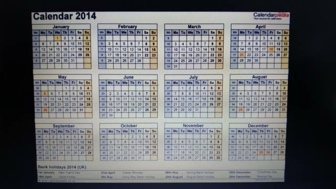 Calendar 2014 🗓🗓