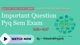DBMS AKTU Important Questions top 25 Btech 5th Sem Cs/It