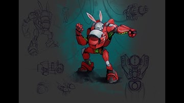 Stylized Mecha Rabbit with different shaders and animations