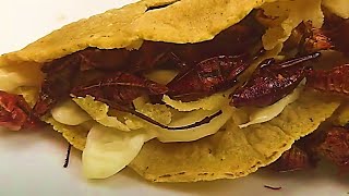 Probando Quesadillas Con Chapulines Comestibles O Saltamontes Insectos Mexicanos Comestibles