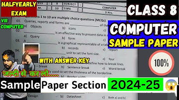 Class-8 Computer/ Half Yearly Exam Question Paper || Model Paper For Session 2024-25 ||