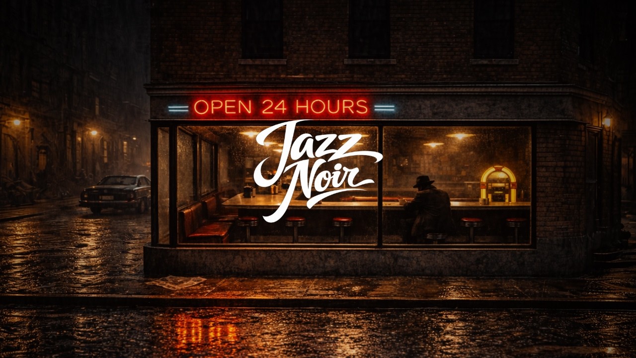Jukebox Corner Noir — 5 Hours of 1940s–1950s Jazz for Focus & Unwind | Rainy Late-Night Diner