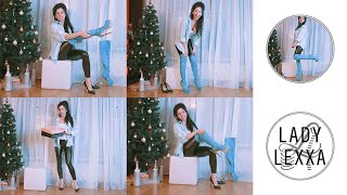 High Heel Haul & Try On: Blue Strech Overknee High Boots by Tajna Club Shoes & Leather Leggings.