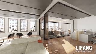 Office interior design walkthrough animation Photo-montage by Lifang Vision