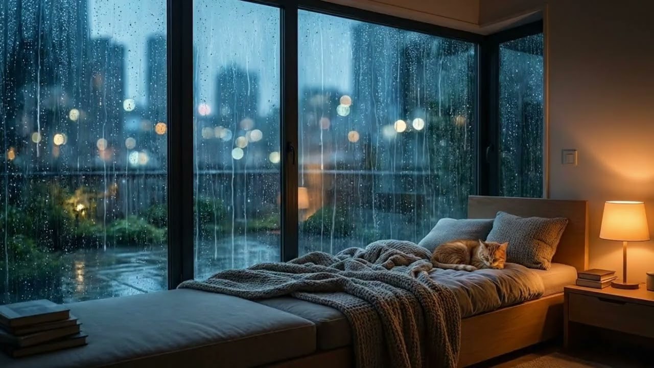 Moonlit Piano and Gentle Rain for Deep Sleep | 9 Hours
