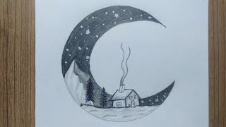 How To Draw A Moon Easy Pencil Drawing Fantasy Art