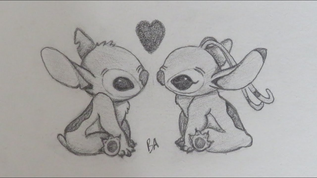 Stitch and Angel - Lilo & Stitch (Pencil Drawing) - YouTube