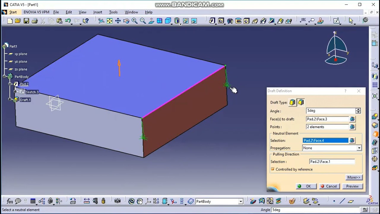 (81) variable angle draft