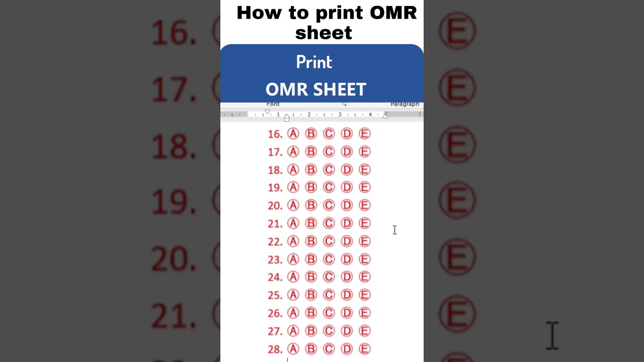 How to print OMR Sheet in word | MS Word 