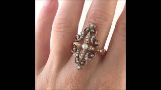 Bague Vintage Argentée Avec Perle - Taille 56, Anneau élégant Ancien, Bijou Rétro Parfait