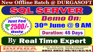 SQL SERVER Offline Training @ DURGASOFT