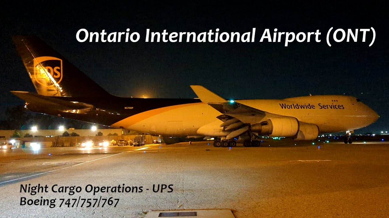 (4K, 60 FPS) Boeing 747 UP CLOSE w/JETBLAST!  Night Cargo Ops at ONT - UPS 747/757/767