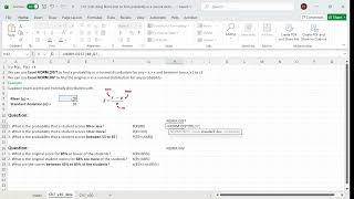 Ch7 V30 Using Norm Dist for probability and Norm.Inv for X in a normal distribution with MS Excel