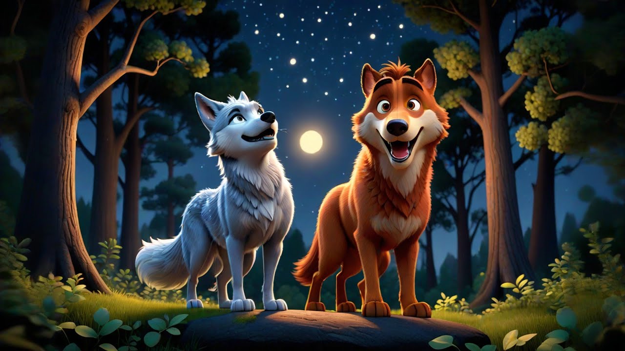 Four Friendly Wolves Howl at the Stars | Nighttime Animal Song Kids ...