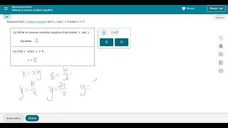Writing an inverse variation equation