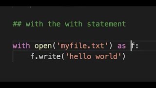Resource & Exception Handling using Python's "with" statement.