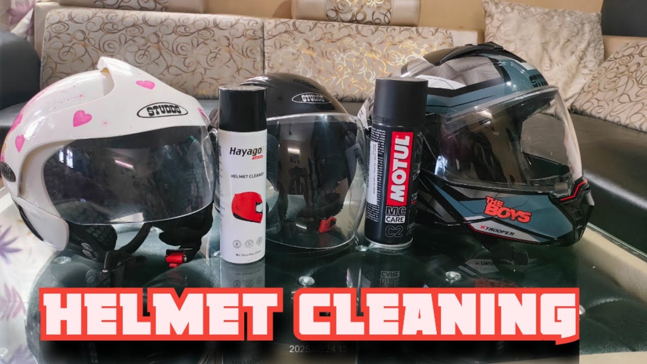 Helmet 🪖 cleaning with cleaner.Full steps of helmet cleaning.