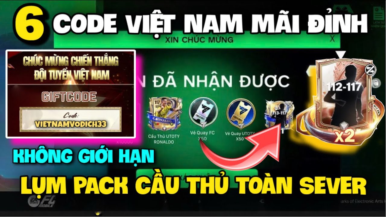 Nhập 6 Code VIỆT NAM MÃI ĐỈNH Code FC Mobile VN Mới Nhất Nhận Vé Quay ...